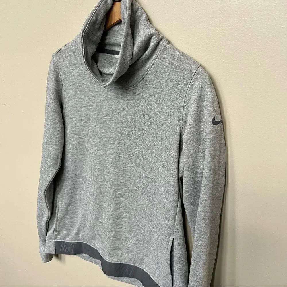 Nike Dry Cowl Funnel Neck Pullover Top Heather Gray Medium